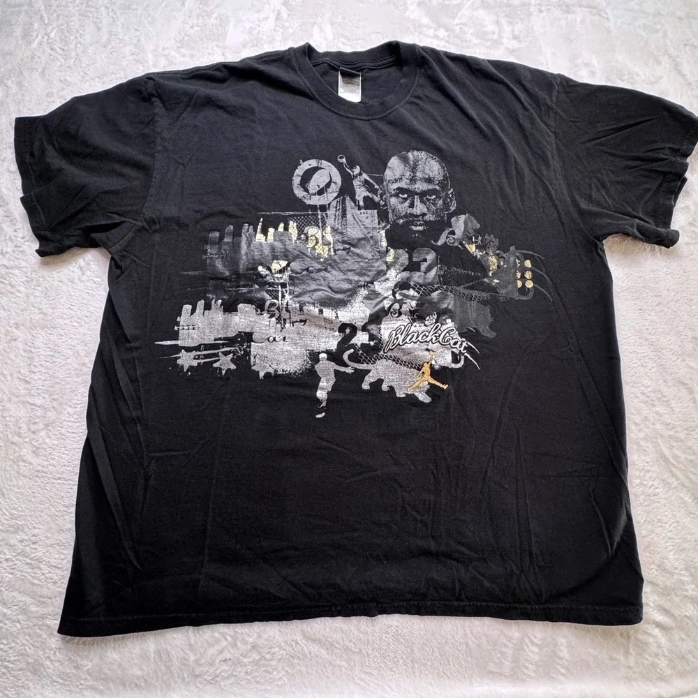 Jordan Black Cat Mens 3XL 2007 RARE Graphic T Shirt Jumpman Y2K Streetwear